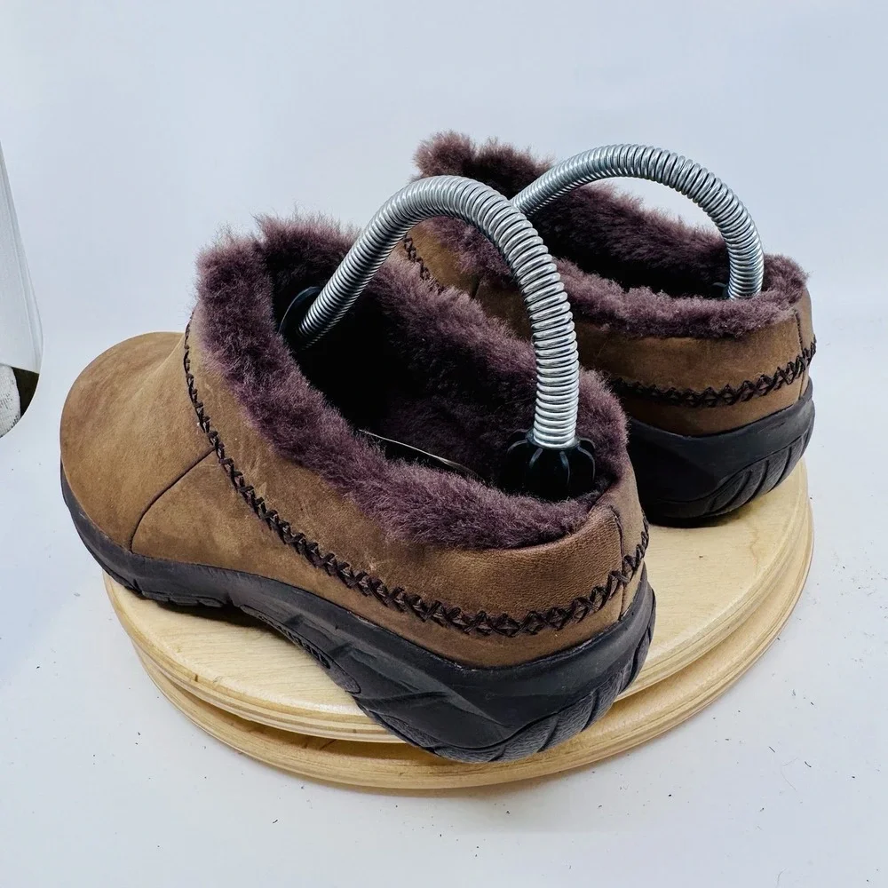 Merrell Encore Ice 4 Clogs Brown Leather Sheepskin Slip On Shoes Women's 6.5
